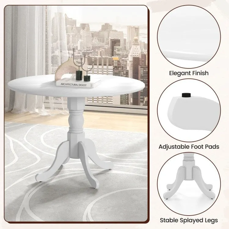 Wooden Dining Table with Round Tabletop and Curved Trestle Legs - 39.37 x 39.37 x 28.74