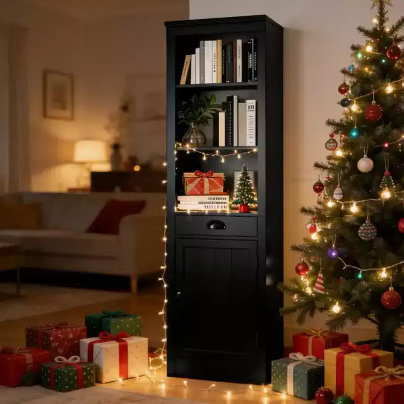 3-Shelf Bookcase with Cabinet, 71 Tall Bookshelf with Open Shelves & Door Storage, Adjustable Organizer for Living Room, Office, Bedroom