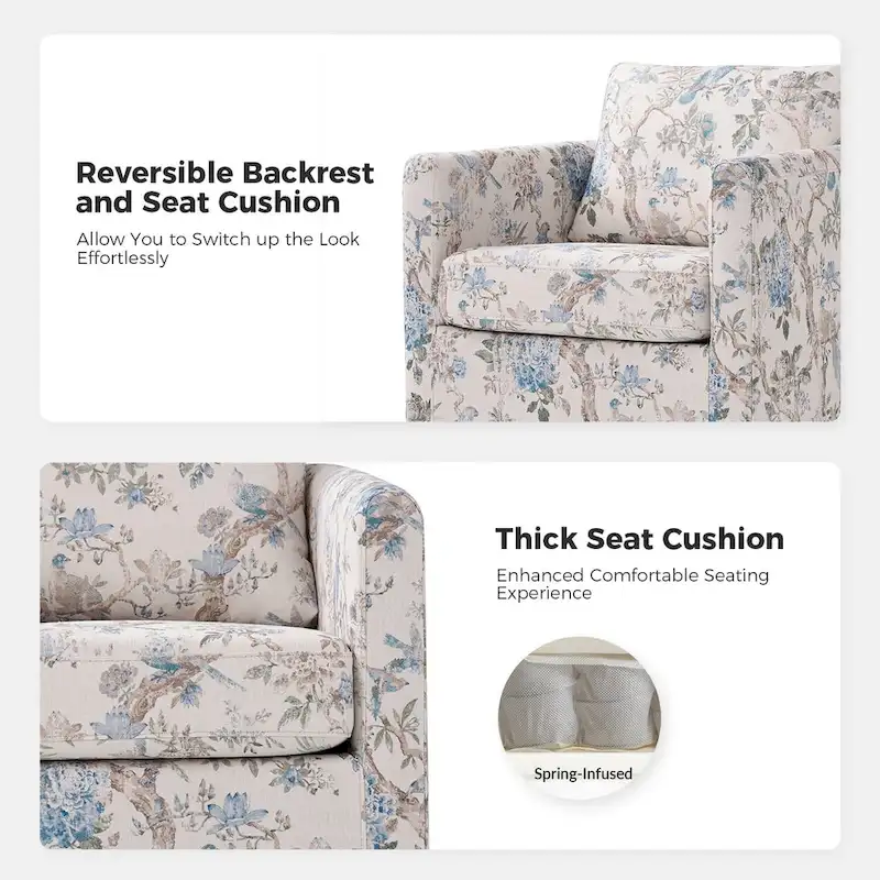 Erkenbald Modern Slipcovered Swivel Chair with Removable Cushion by HULALA HOME