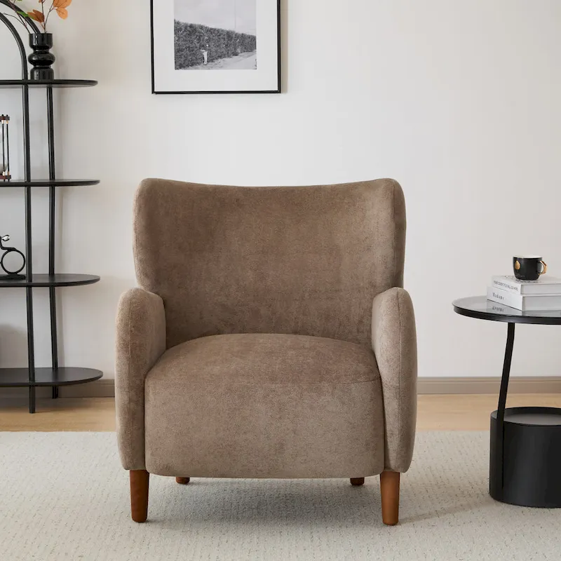 Christopher Knight Home - Parmelee Upholstered Wingback Club Chair with Plush Velvet and Solid Wood Legs