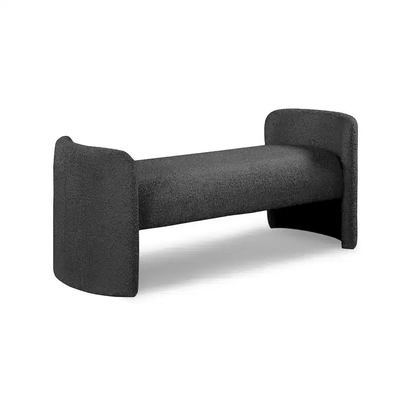 Meridian Furniture,Peyton Black Boucle Fabric Bench