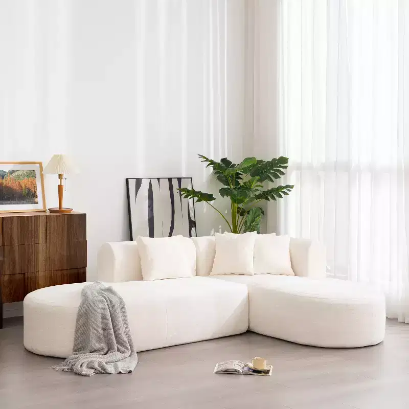 107.5W Modern Style Upholstered Curved Sectional Sofa Couch, 2-Piece Stylish Corner Sofa - HABITRIO