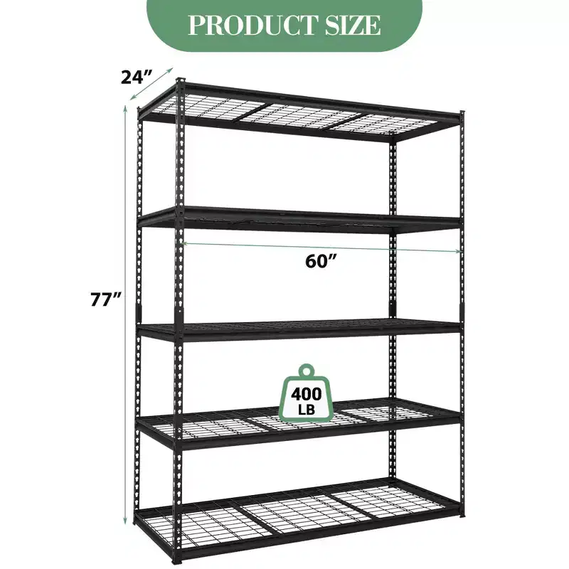 Gray Steel 5-Tier Adjustable Shelving Unit, 1-Person Assembly