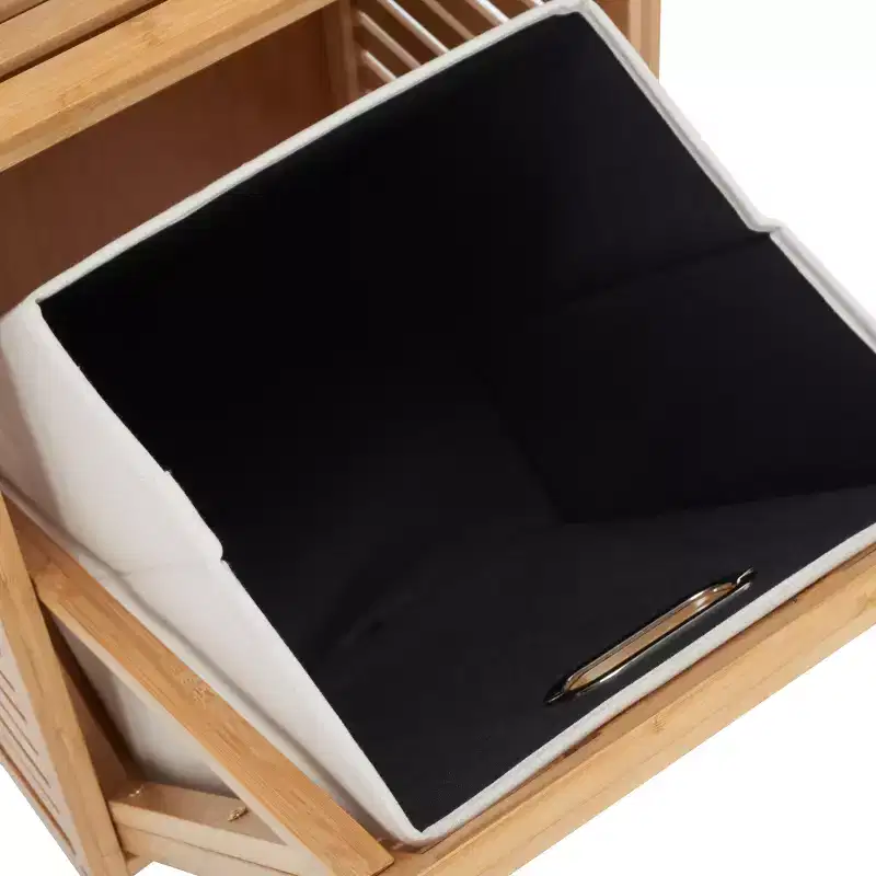 Bamboo Laundry Basket with Shelf - Natural/Beige