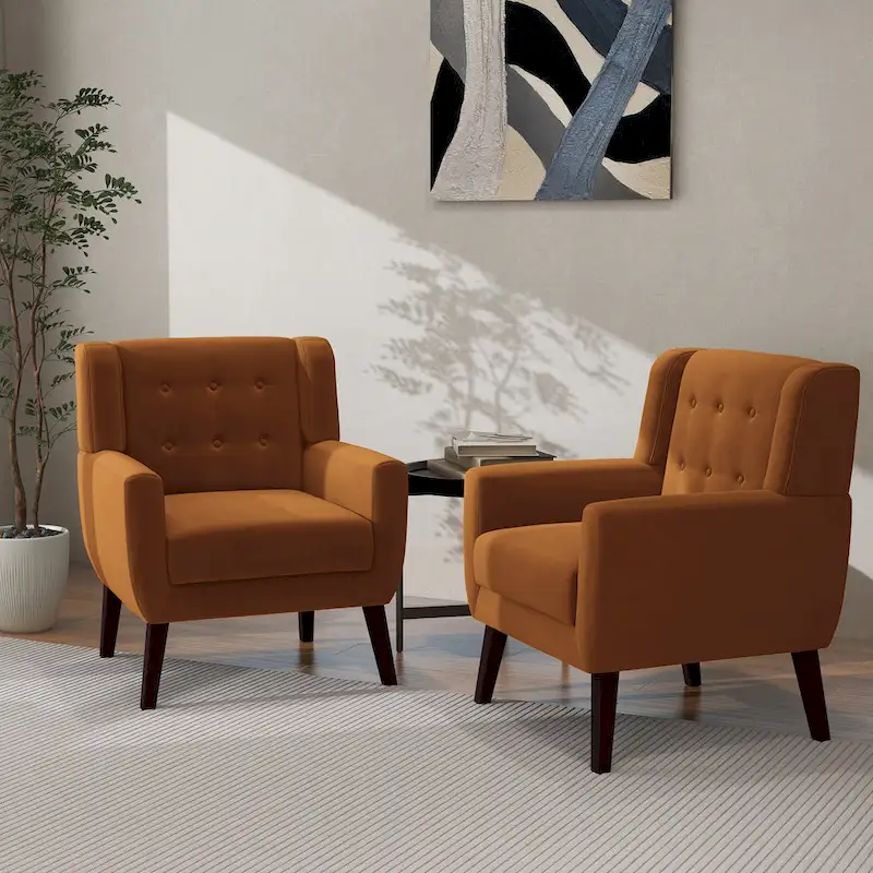 2 Set Modern Accent Chair Velvet Armchair