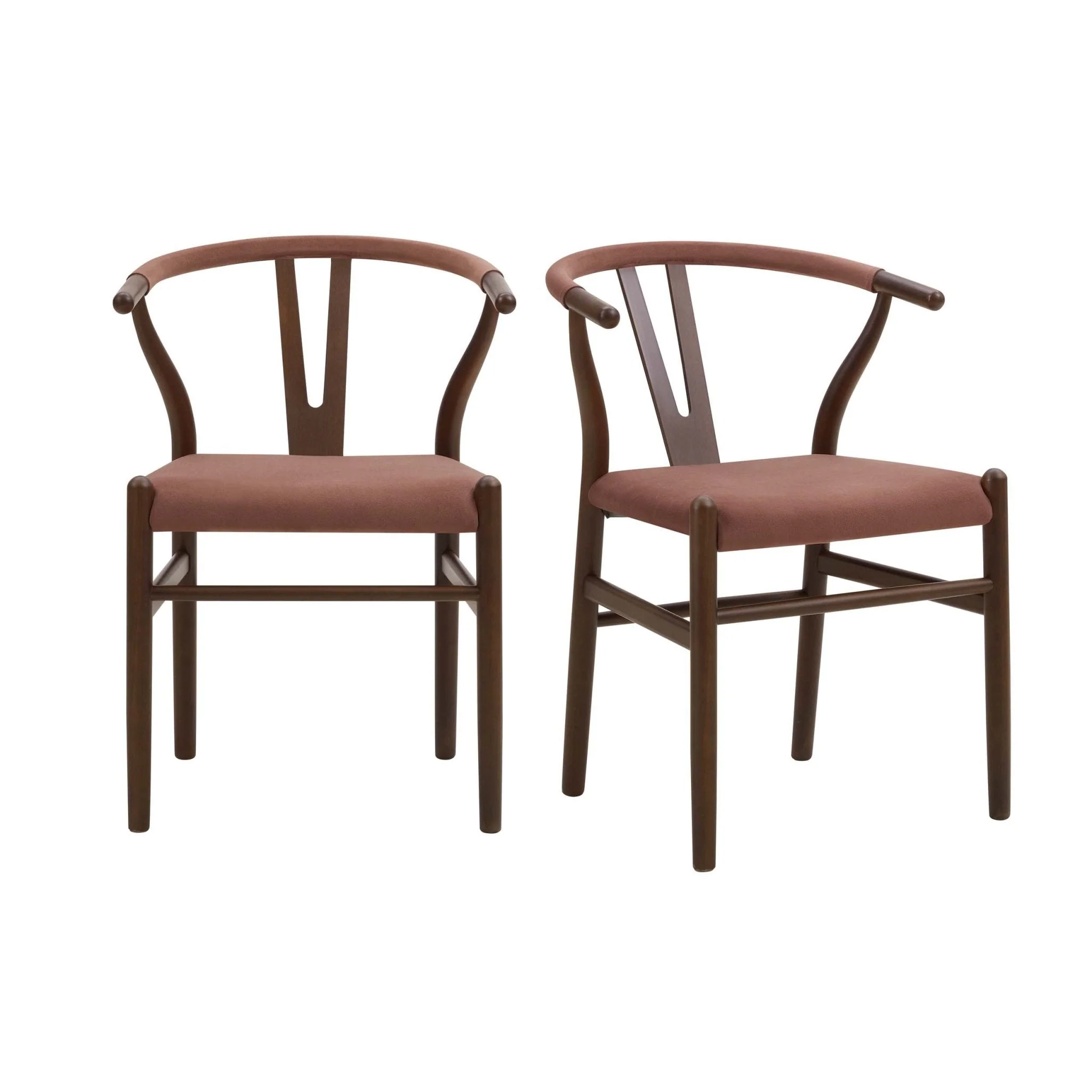 Romantic Mauve Fabric Dining Chair with Natural Wood Frame for Dining Room