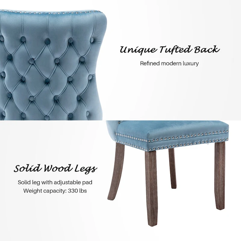KATA Velvet Upholstered Wingback Dining Chairs Set of 4