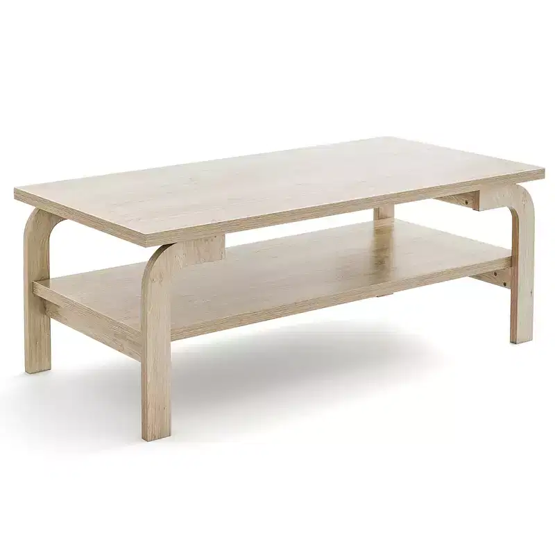 Costway 47 Rectangular Coffee Table w/ Storage Shelf & Curved Legs for Living Room