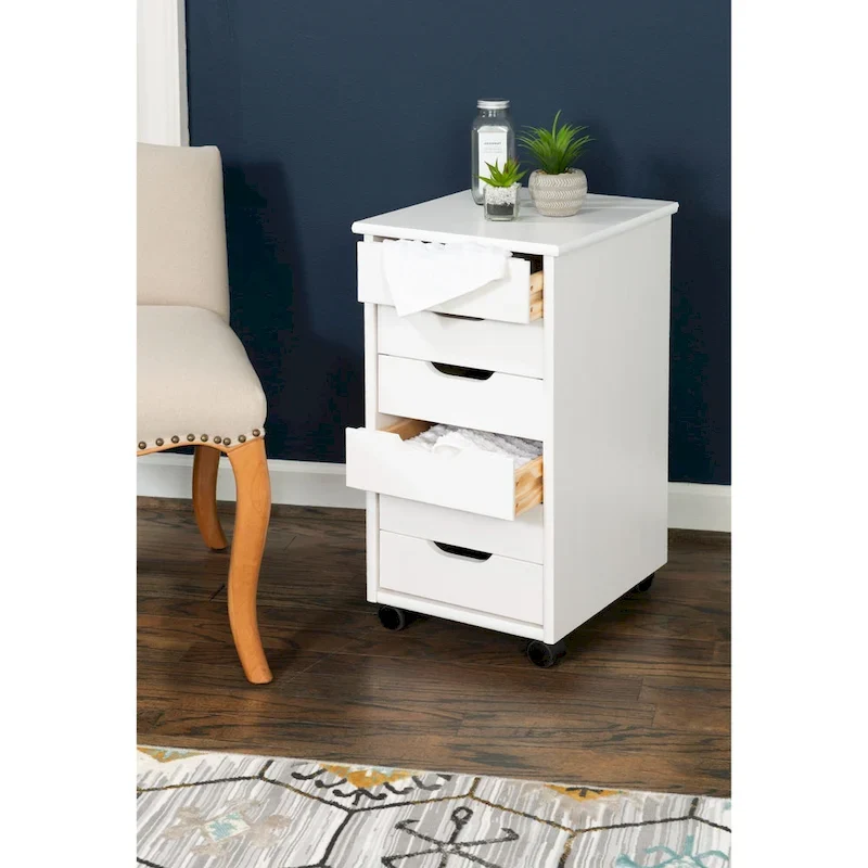 26 White Rolling Storage Cabinet with 6 Drawer