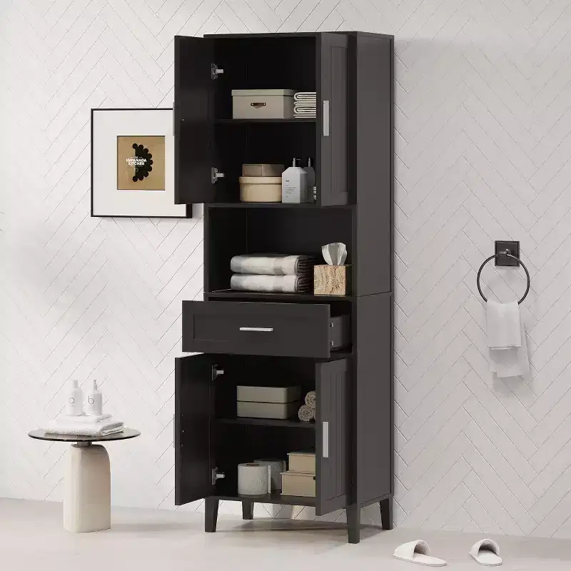 Tall Freestanding Bathroom Cabinet with Doors & Drawers/Shelves,Floor Storage Cabinet Unit for Bathroom,Kitchen