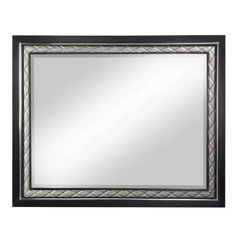Nicola Dresser Mirror - Silver Synthetic Leather & Black Finish