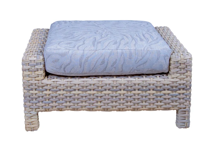 All-Weather Outdoor Ottoman with UV-Resistant Wicker in Brown