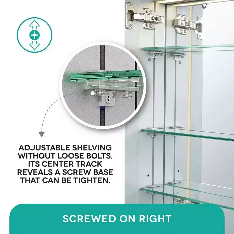 Fine Fixtures Smart Bathroom Medicine Cabinet, Aluminum, Recessed/Surface Mount