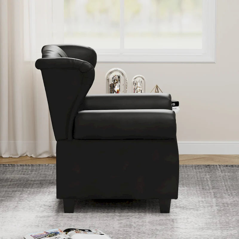 Black Adjustable Tufted Arm Chair with Sturdy Legs
