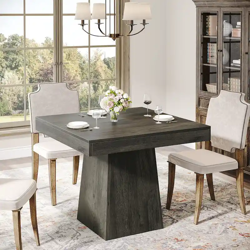 31.5 Inch Square Dining Table, Wood Kitchen Table Small Dinner Table Farmhouse Dining Room Table