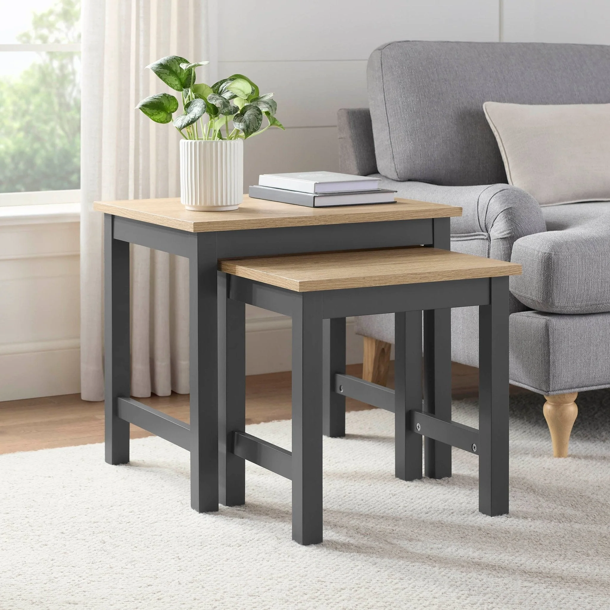 Minimalist Charcoal Painted Side Table with Compact Design for Living Room