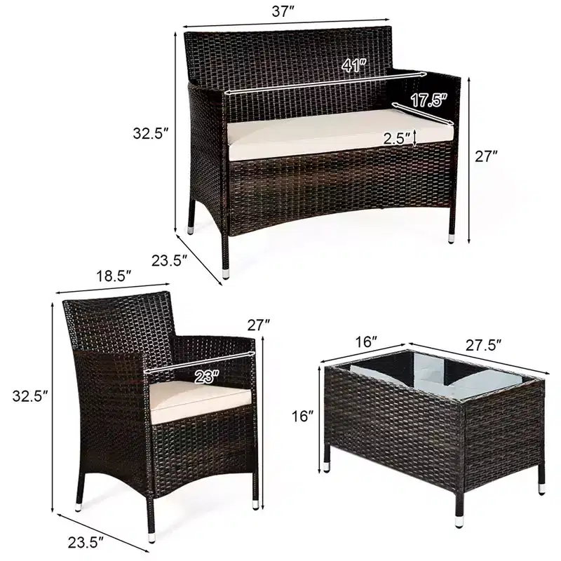 Costway 8PCS Rattan Patio Furniture Set Cushioned Sofa Chair Mix Brown