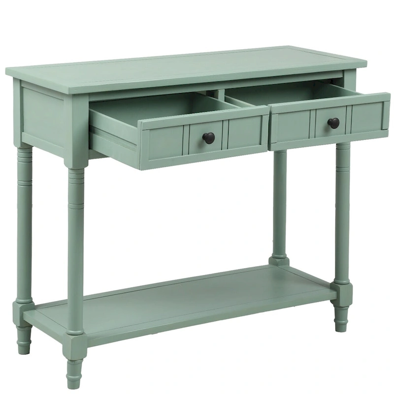 Console Table Traditional Design with Two Drawers and Bottom Shelf