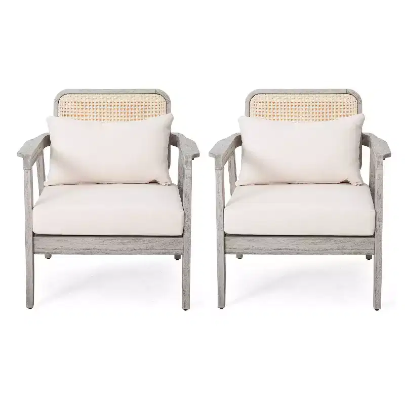 Christopher Knight Home Ursa Outdoor Patio Club Chairs Acacia Wood