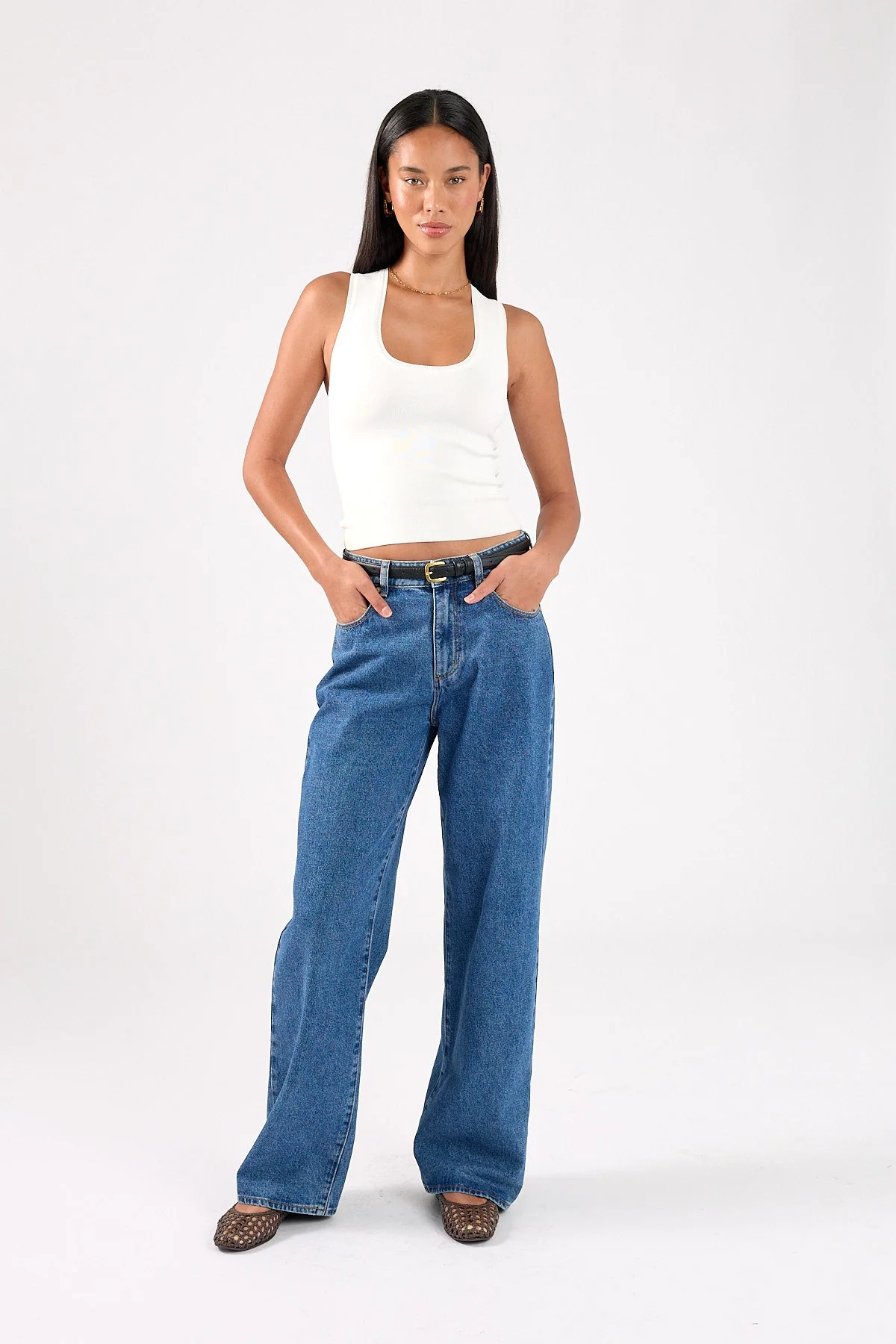 Knit Racer Top White