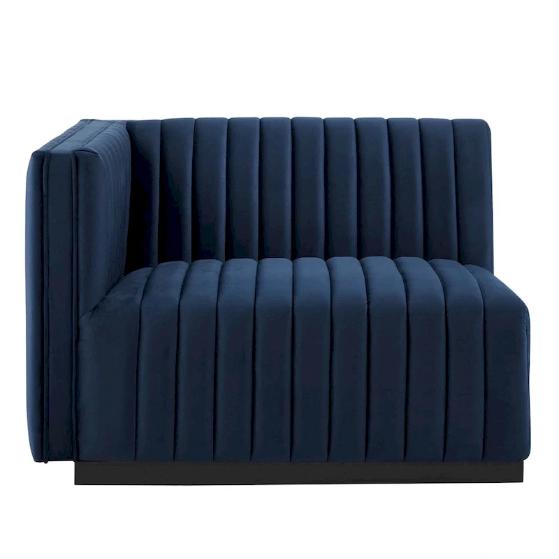 Channel Tufted Velvet Upholstered Sofa