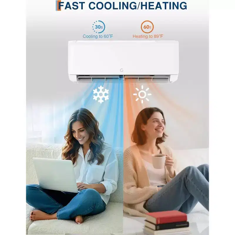Acekool 18000 BTU Mini Split AC & Heat Pump, 19 SEER2 Inverter, WiFi, Ductless System for Rooms up to 1250 Sq Ft, Installation Kit Included