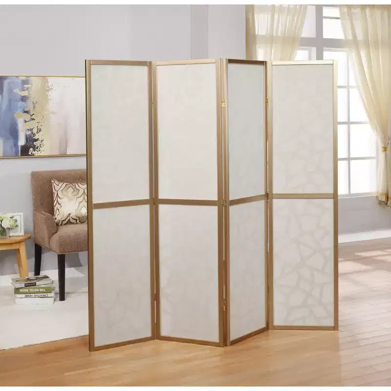 4-Panel Mosaic Screen Room Divider, Gold