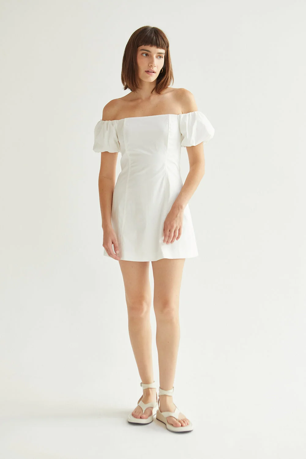 Off Shoulder Puff Sleeve Mini Dress
