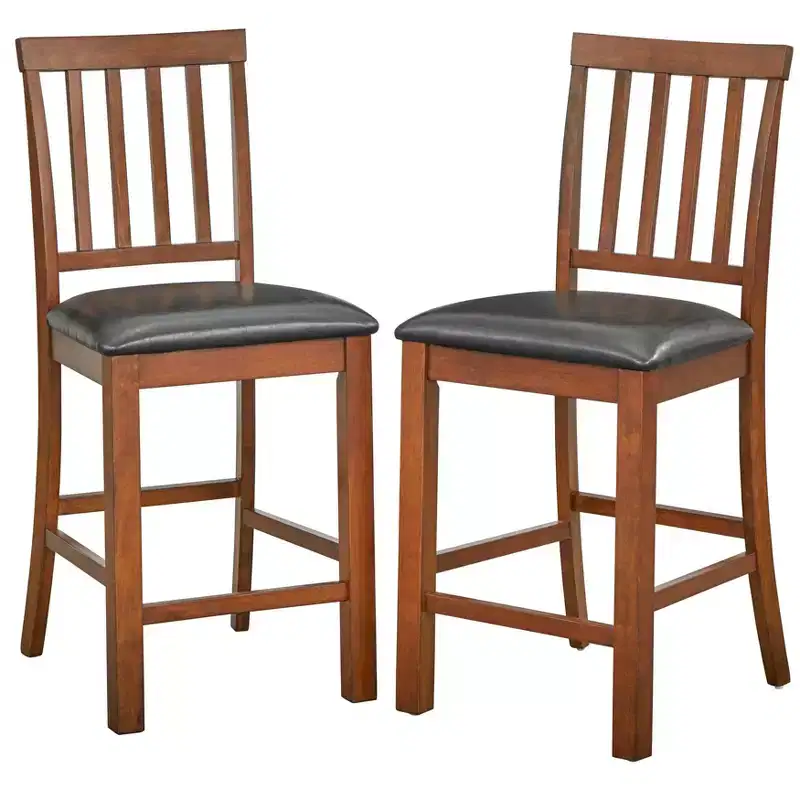 Buylateral Set of 2 Georgetown 24" Counter Height Barstools Espresso: Rubberwood, Upholstered, Armless