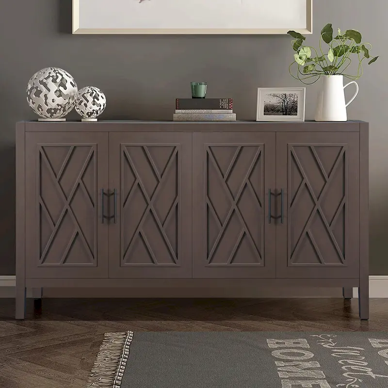 Vintage American Country Wooden Sideboard with Four Doors
