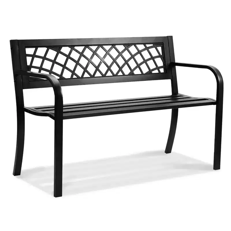 46-Inch Metal Garden Bench with Backrest and Armrests, 480 LBS Capacity