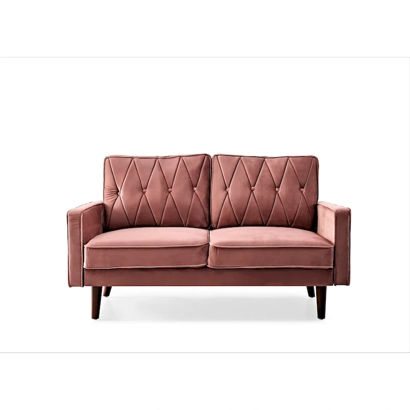 Feemster 57.5 Wide Velvet Tufted Cushion Back Loveseat