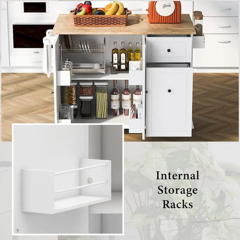 54 Kitchen Island Cart with Wheels