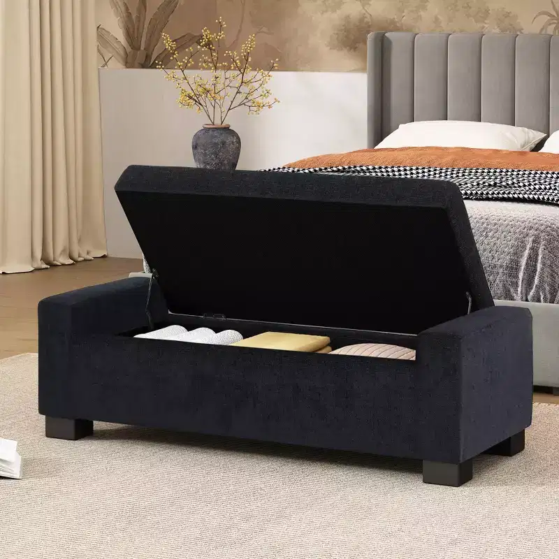 Christopher Knight Home Olivia Indoor Upholstered Modern Storage Ottoman Midnight Blue