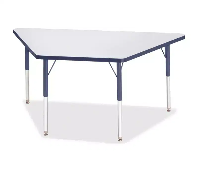 Jonti-Craft Berries Adult-Size Gray Laminate Trapezoid Table 30 x 60 in Blue