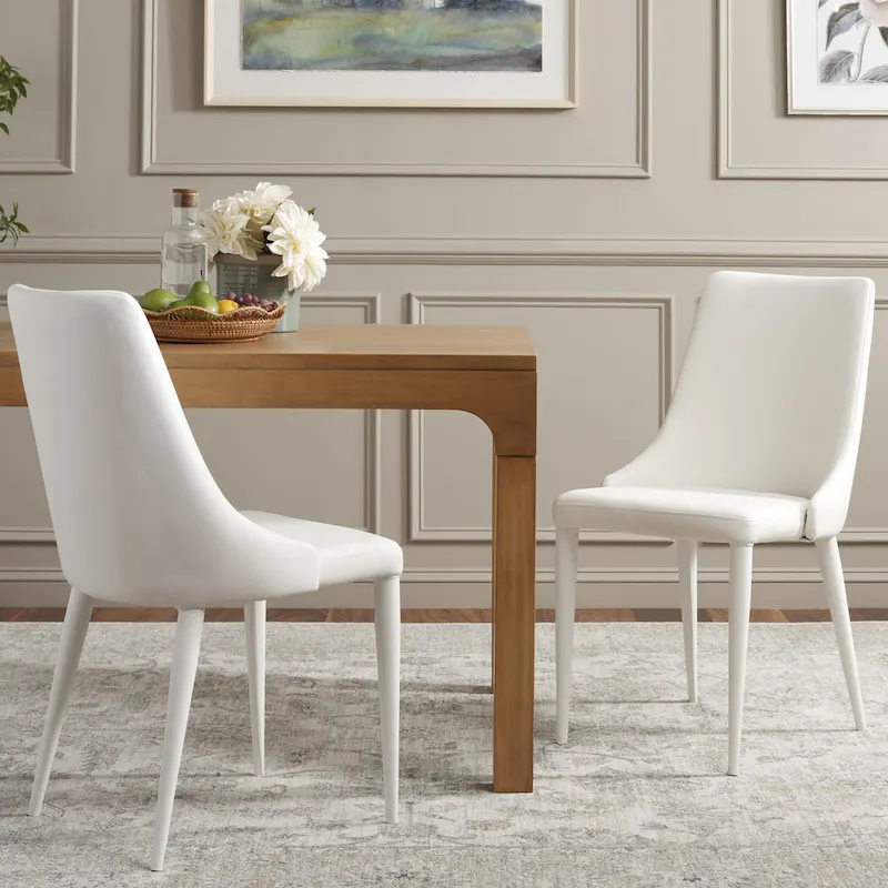 Socorro Mid-Century Modern White Dining Chair - 23.6 x 19.6 x 35.5