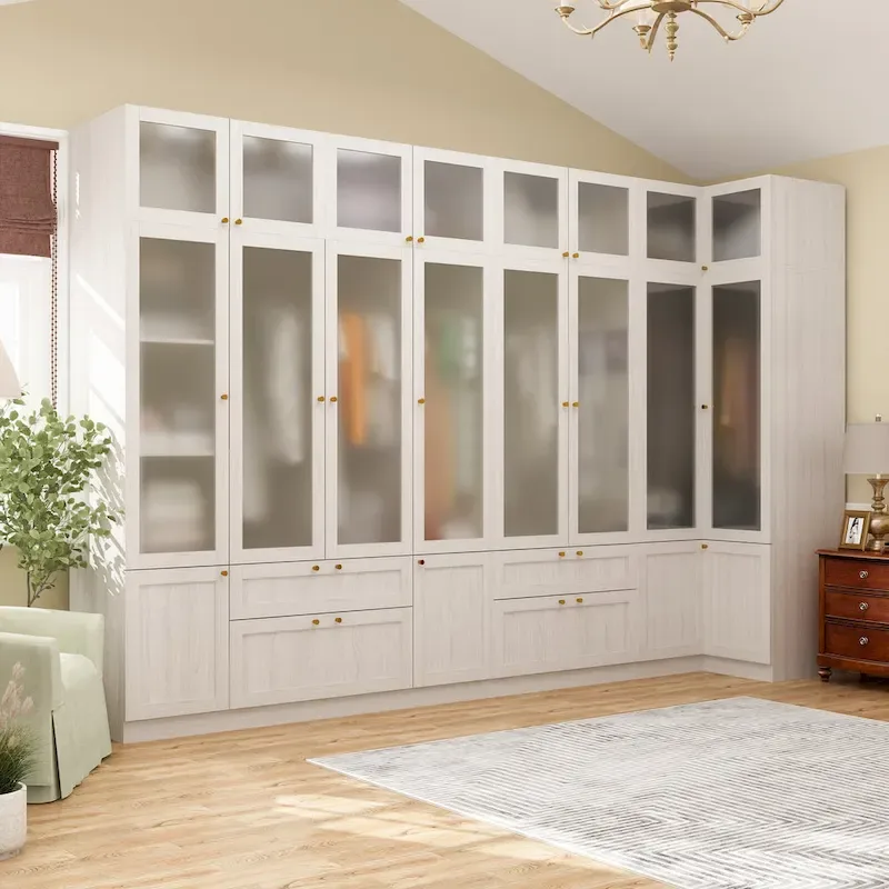 Modern Glass Door Wardrobe:Storage Clo Solution Armoire