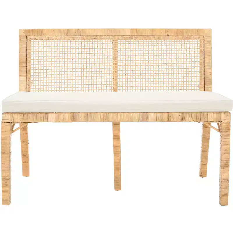 Tojo Cane Bench - SEA7040 - Natural/White - Safavieh