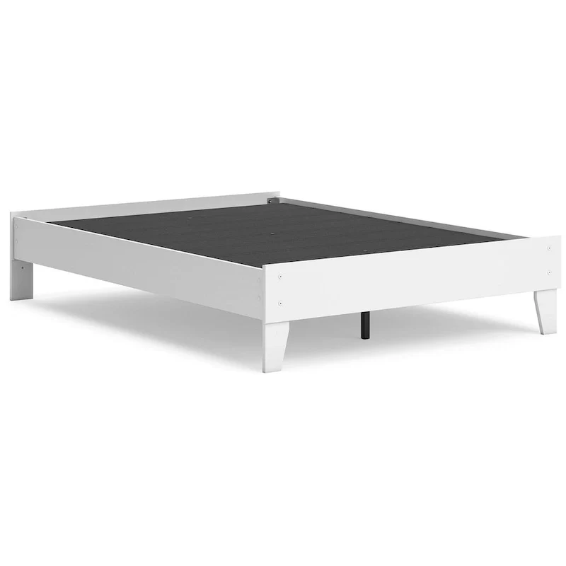 Full Platform Bed Frame – White, Scalloped Design, Low Profile, Coastal Farmhouse Style, Sleeps 1