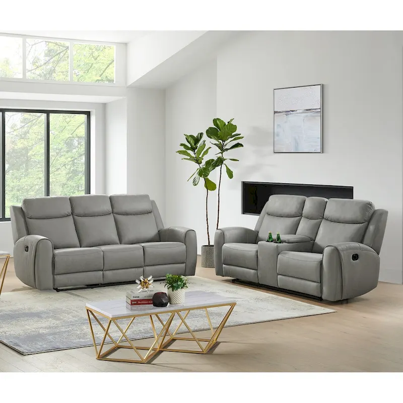 Wesley Transitional Reclining Sofa and Chair, Gray