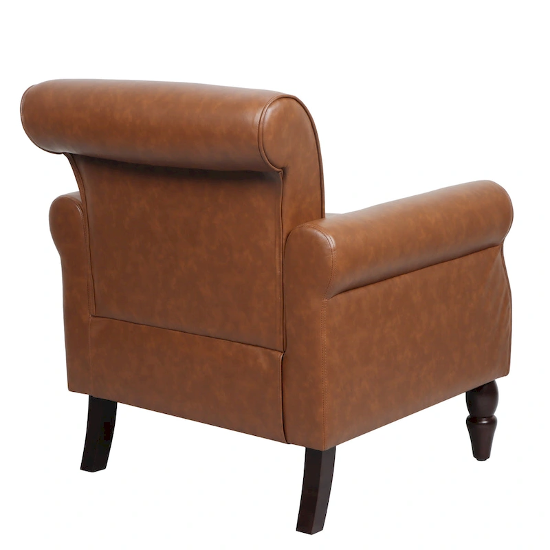 Rolled Armrests PU Accent Chair with Nailhead Trim (Set of 2)