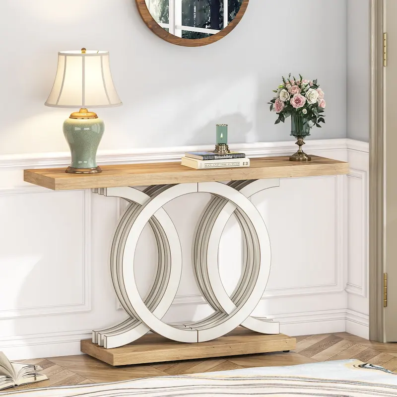 Farmhouse Console Sofa Table, 55 Inches Entryway Hallway Foyer Table