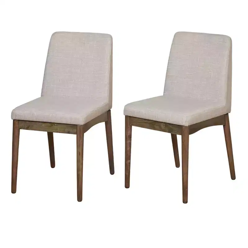 Buylateral Set of 2 Element Mid Century Modern Upholstered Dining Chairs Walnut: Mid-Century Modern, Rubberwood Frame, 250lb Capacity