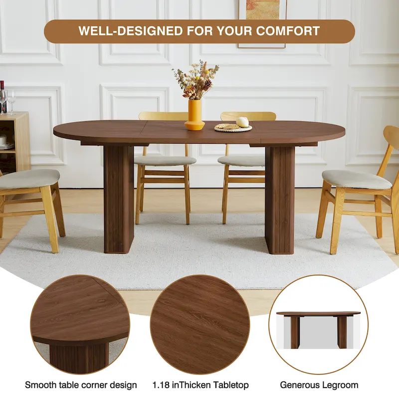 Oval Wood 70.86 in. Dining Table Seats 4-6