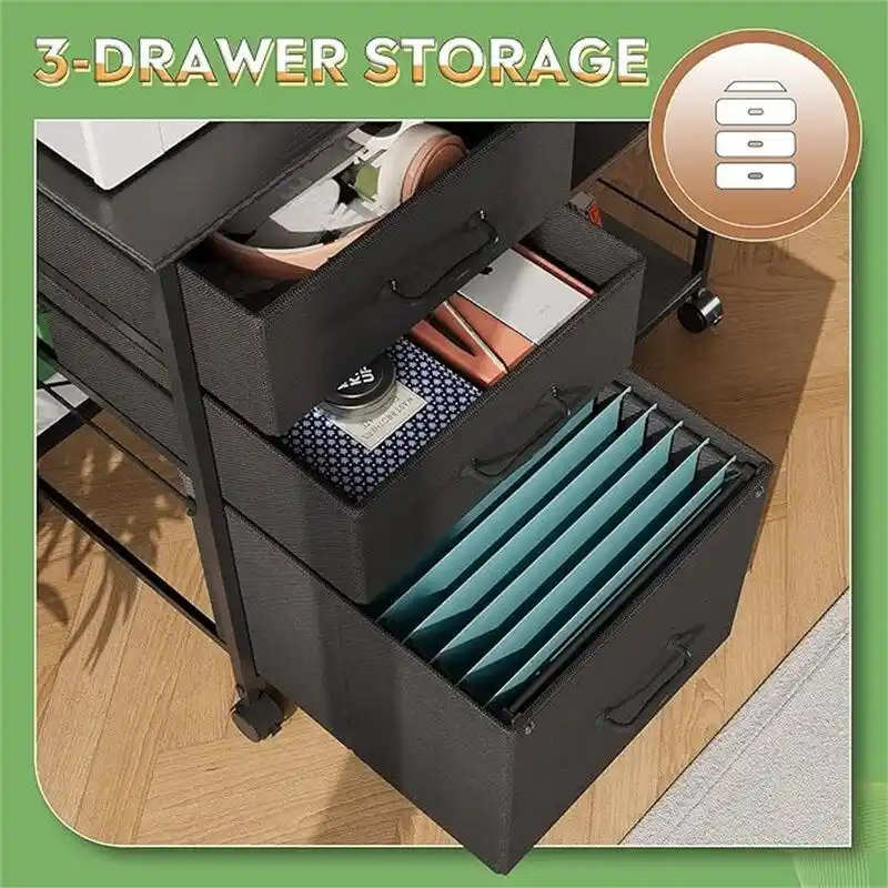 3-Drawer Mobile File Cabinet - 15.75
