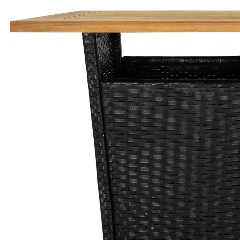 vidaXL Bar Table Outdoor Pub Table with 1 Shelf Solid Acacia Wood PE Rattan
