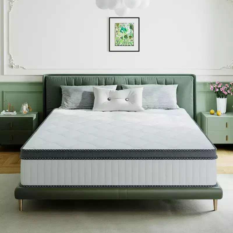 Swedrea Hybrid Mattress Breathable Medium Cooling Memory Foam Bed-in-a-Box White