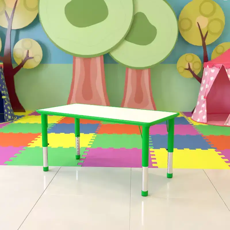 Emma and Oliver 23.625W x 47.25L Rectangular Plastic Height Adjustable Activity Table