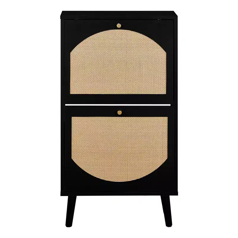 Karl Home 2 Flip Drawers Rattan Shoe Cabinet Shoe Storage Organizer Unit