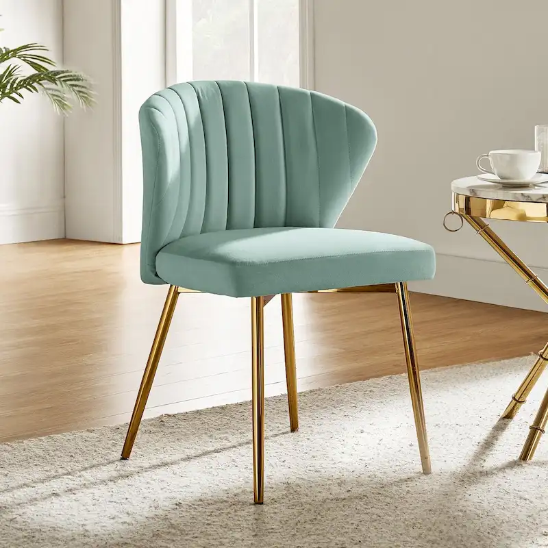 Luna Modern Glam Upholstered Tufted Back Side Accent Dining Chair with Small Base by HULALA HOME